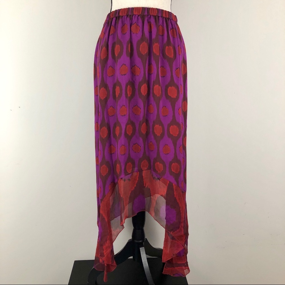 DVF Printed Louella Handkerchief-Hem Silk Skirt - Picture 4 of 8